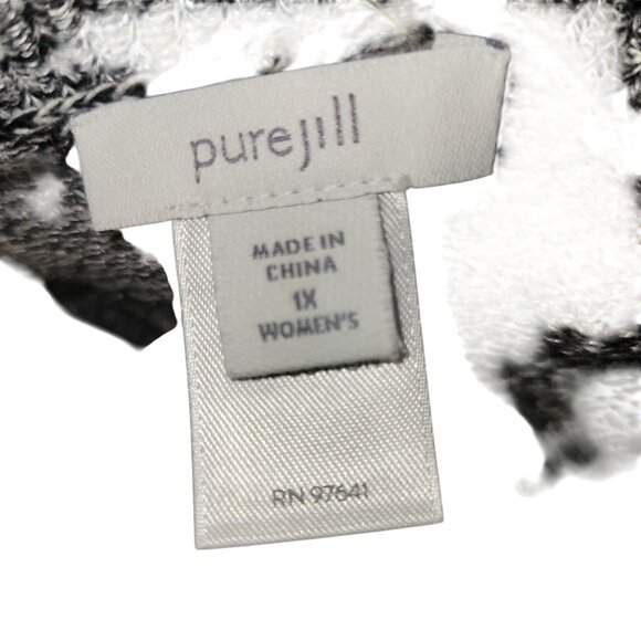 Pure Jill Womens 1X Black & White Marled Knit Short Sleeve Tunic‎ - Picture 3 of 5